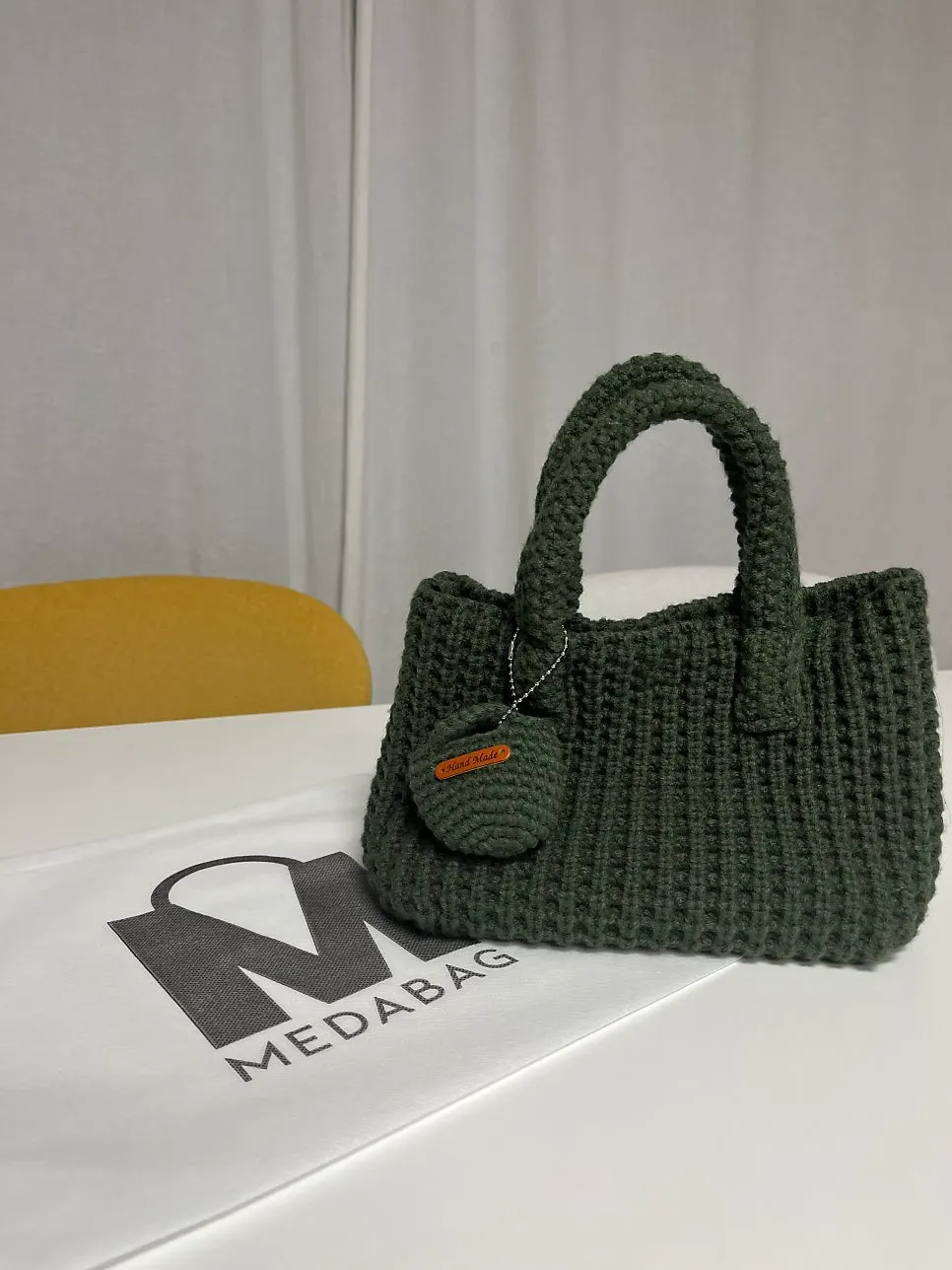 Green crochet mini bag