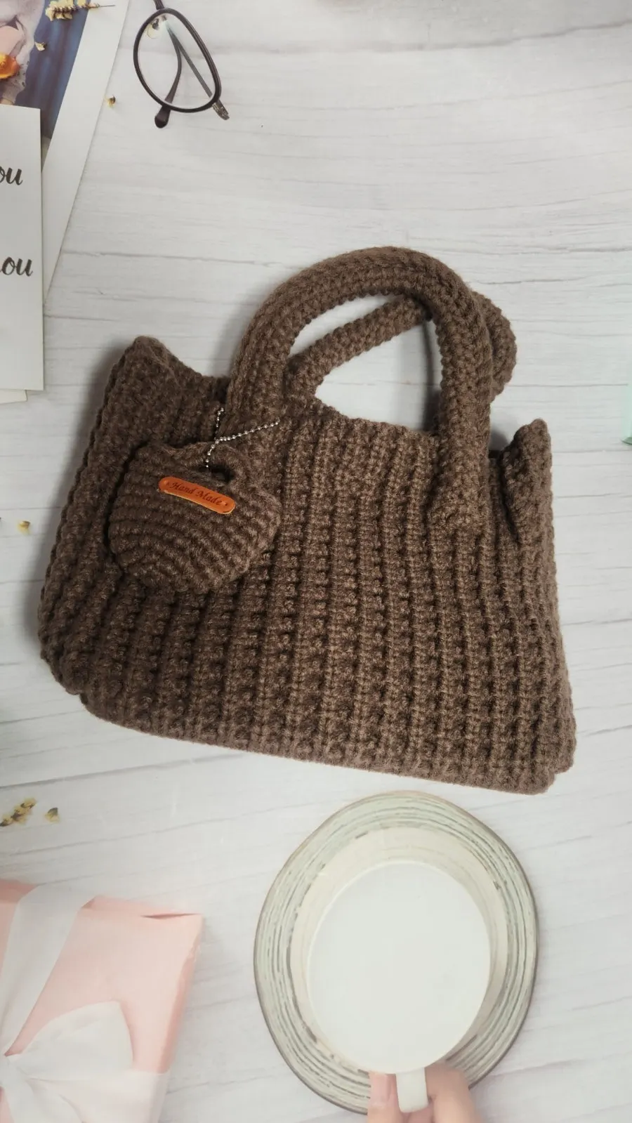 Mini tote bag in a cozy material