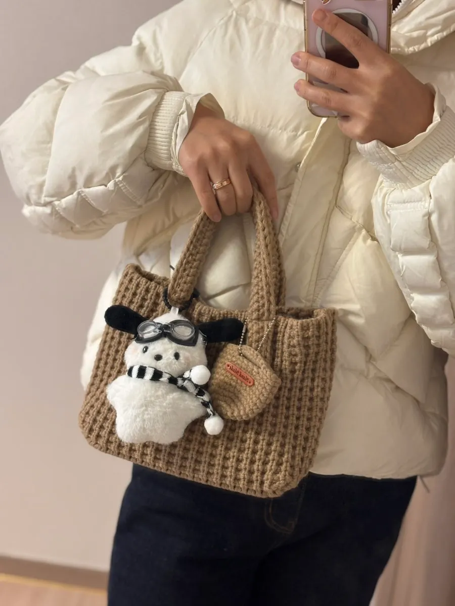 Full view of the Meda Bag knit mini tote bag