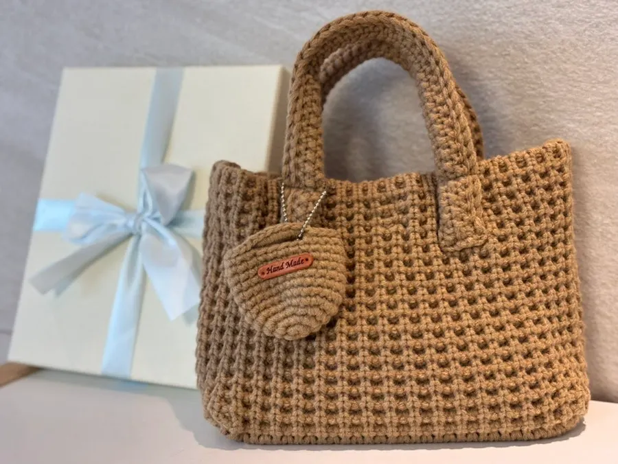 Knit-textured mini tote bag