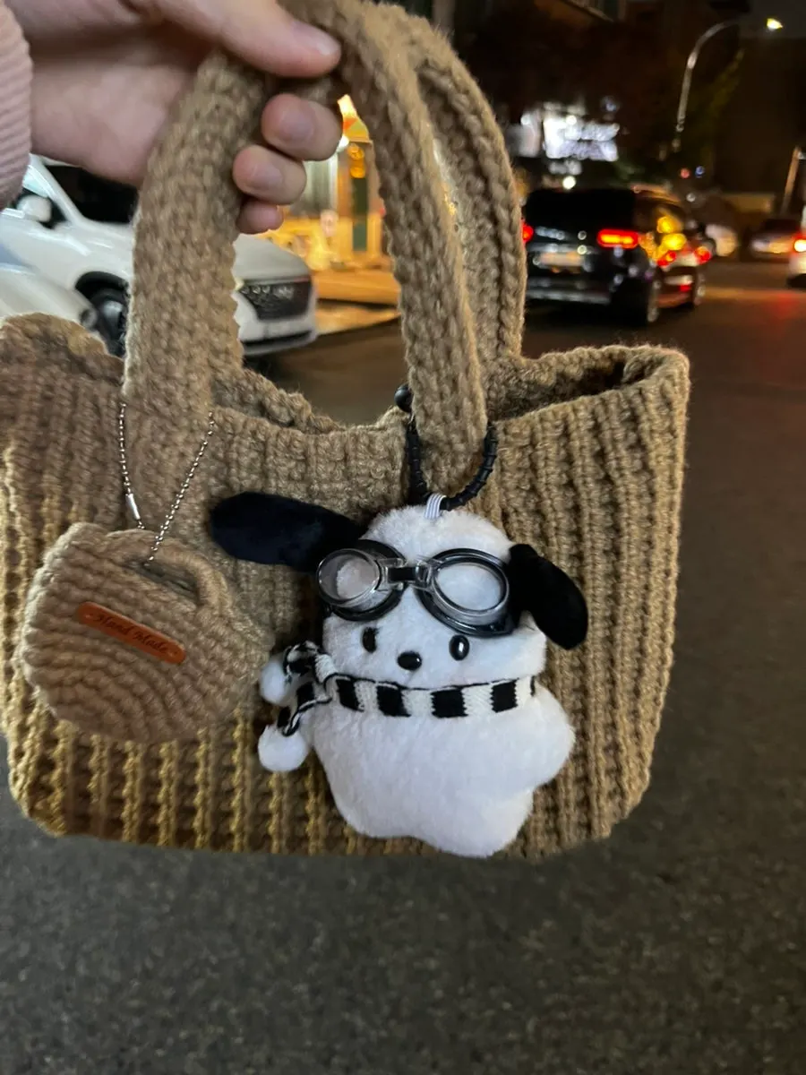 Brown tote bag carried with a date outfit