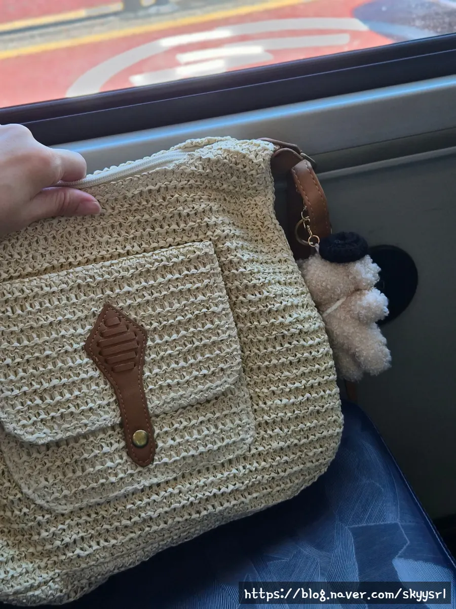 Storage space with a lining and zipper in the Meda Bag rattan bag