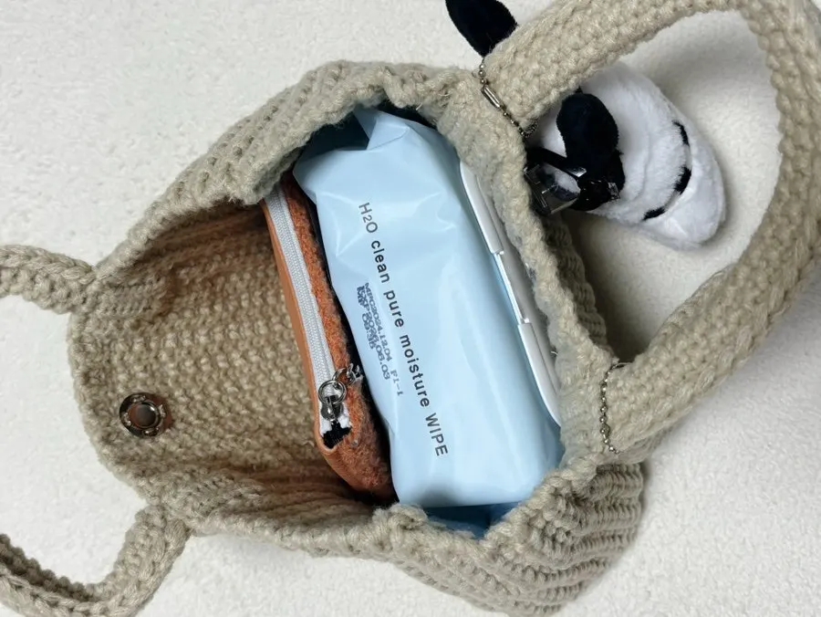 Size view of the mini knit dot bag
