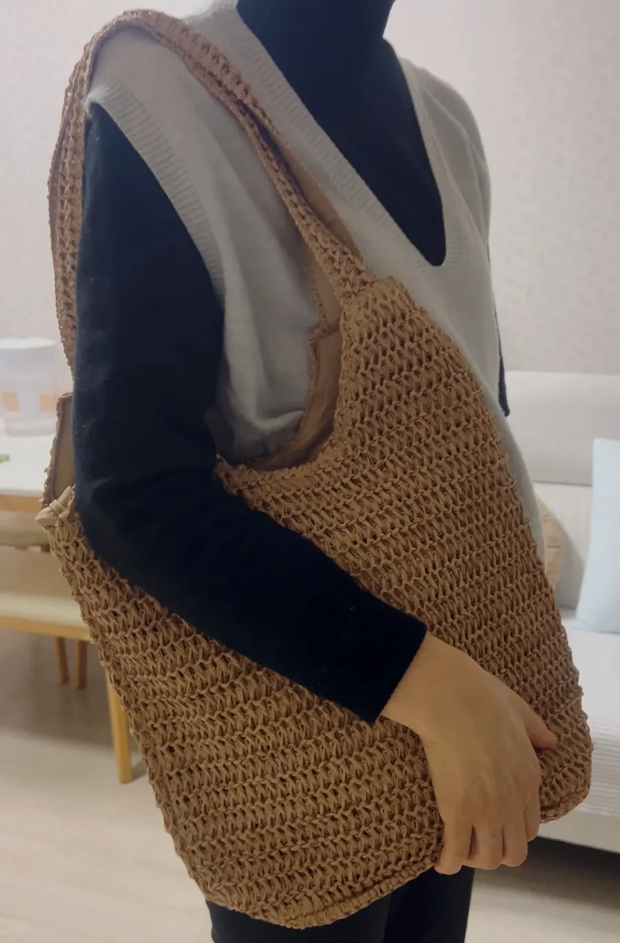Meda Bag woven bag checked for texture and light weight
