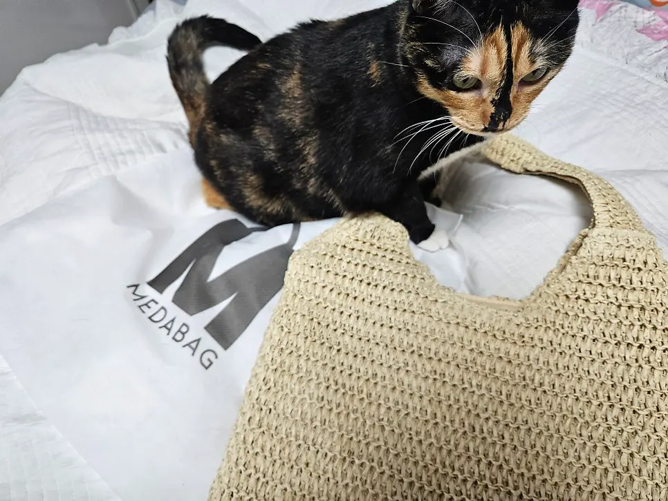 Rattan shoulder bag with a zipper