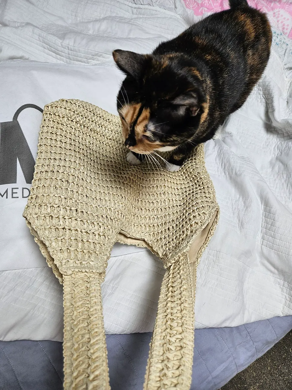 Rattan bag stored in its protective bag