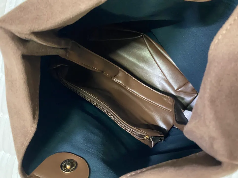 Generously sized Meda Bag suede hobo bag