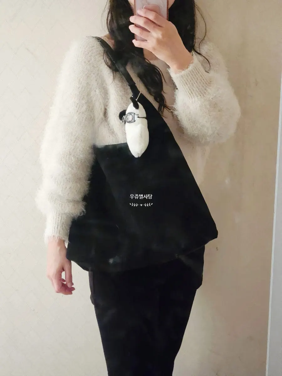 Black Meda Bag Suede Shoulder Bag being worn