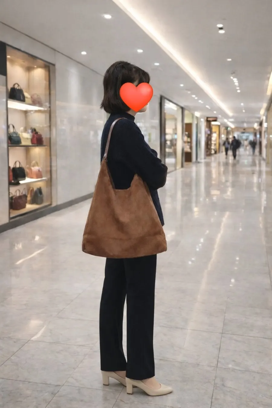 주말 쇼핑 외출에 멘 카멜 스웨이드 가방