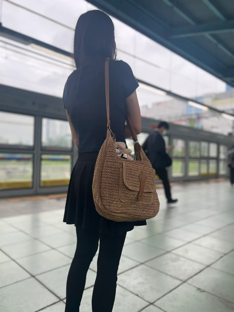 Brown Meda Bag rattan bag used for an outing