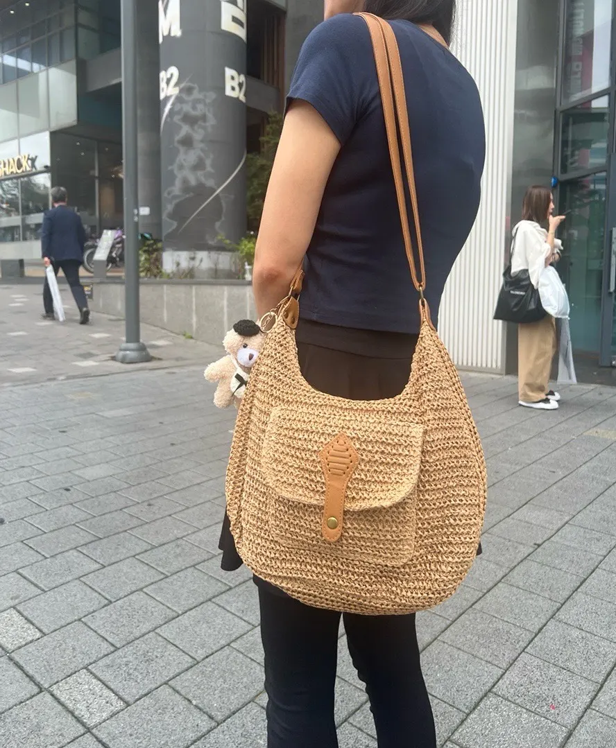 Brown Meda Bag carried with a summer outing outfit