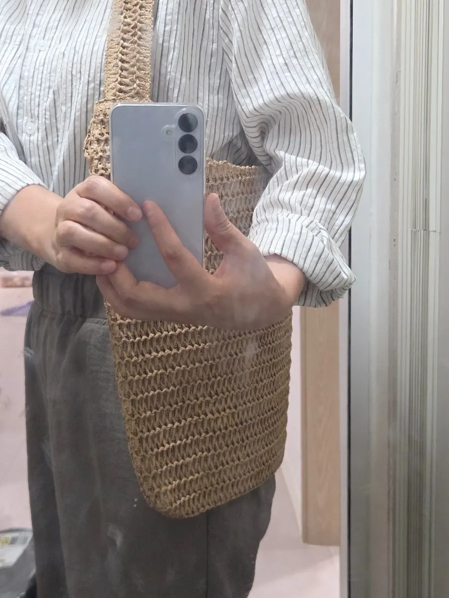 Beige Meda Bag summer rattan shoulder bag
