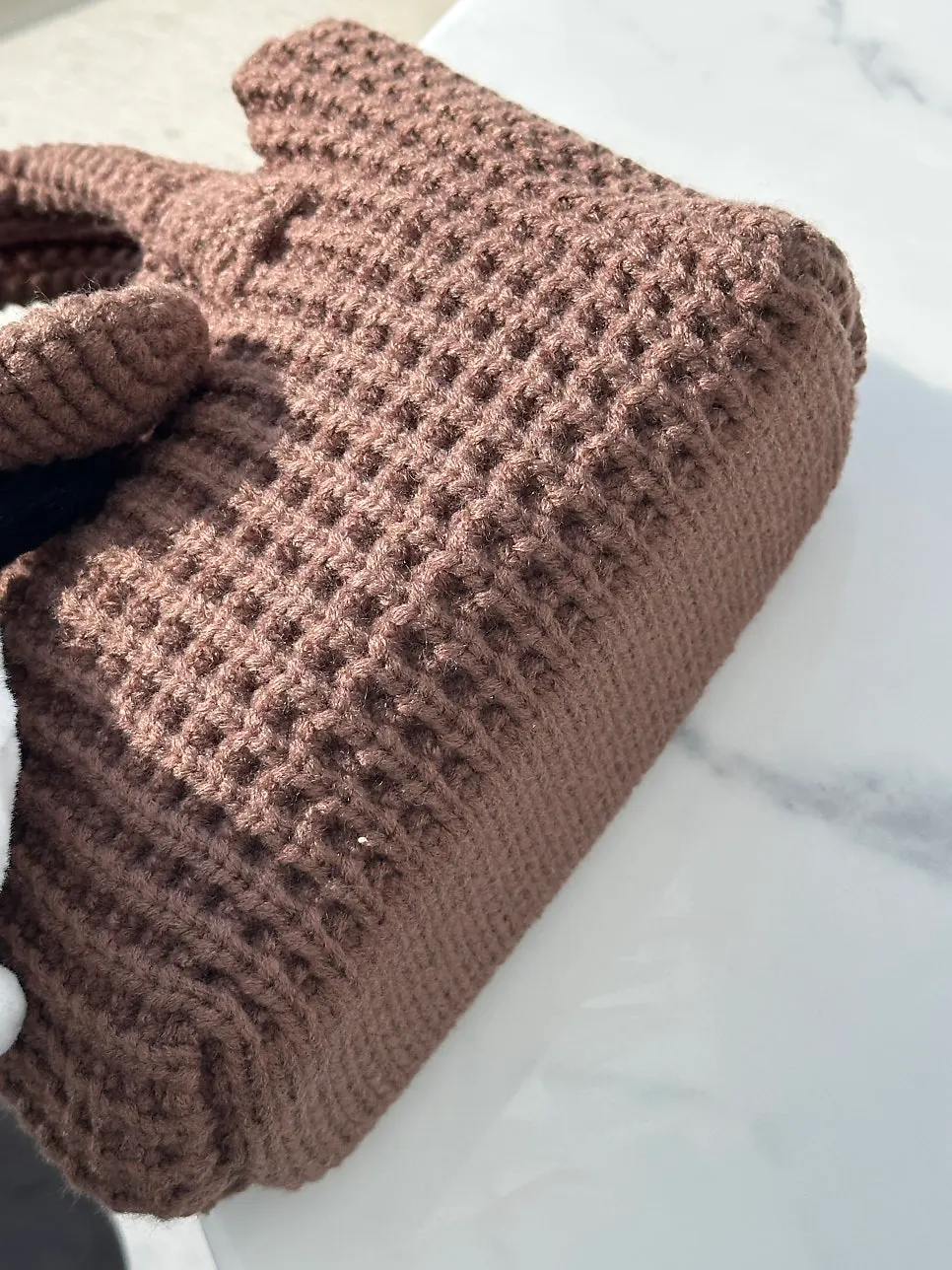 Meda Bag mini knit bag that was comfortable to carry by hand