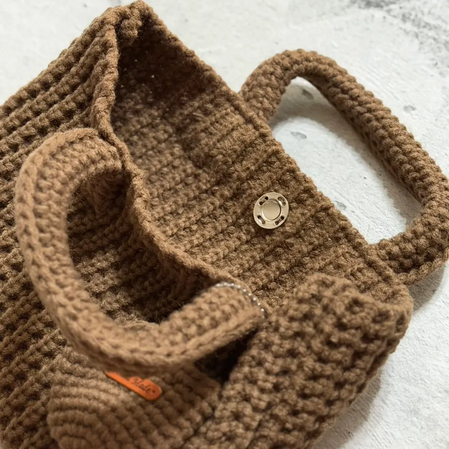Mini tote bag showing storage for personal items