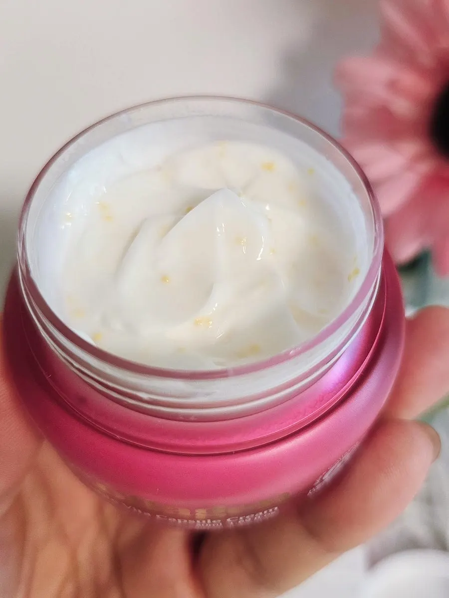 Vitamin capsule cream scooped out