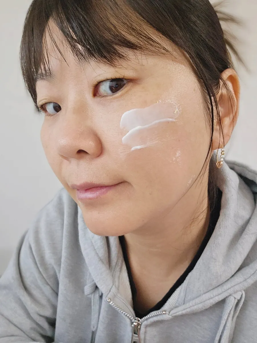 Cream applied to facial skin