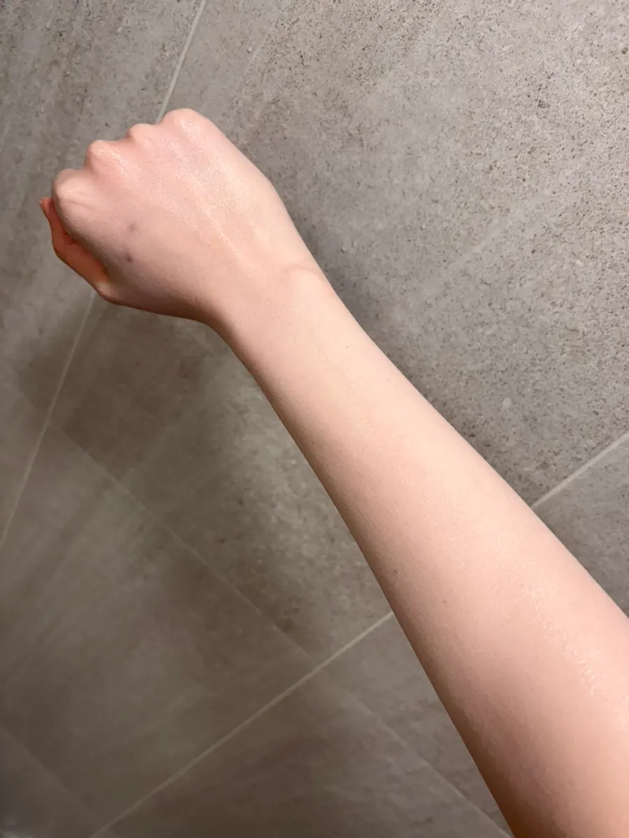 Before and after using tone-up milk on a full arm