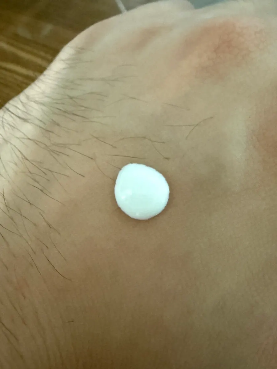 Sunscreen spread out to check for pilling