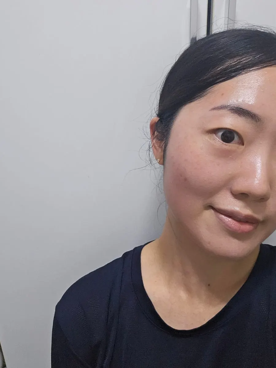 Sunscreen texture applied to skin with no white cast