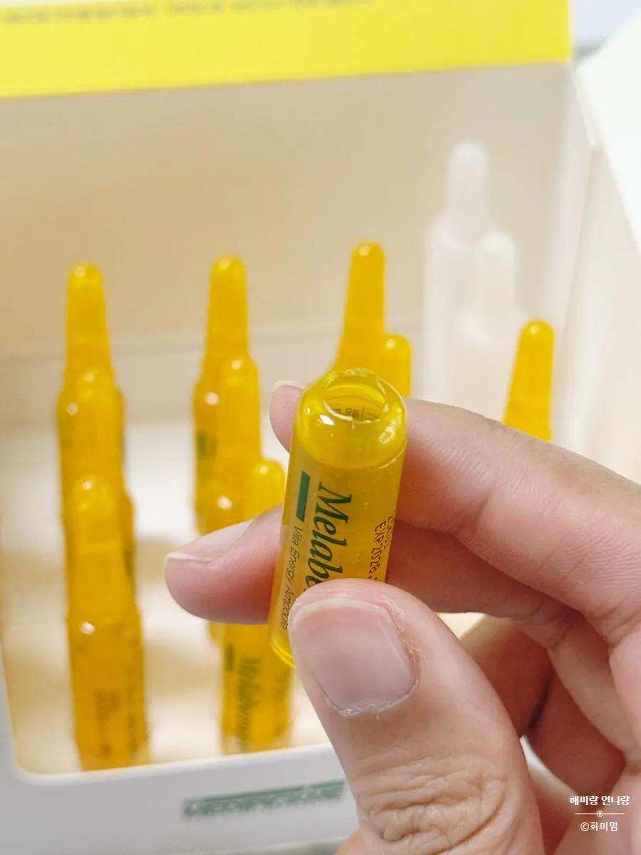 Individual ampoules arranged inside the box
