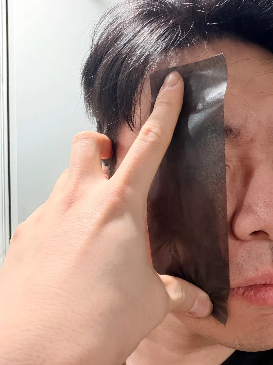 얼굴 전체에 맞춘 기름종이 길이 조절