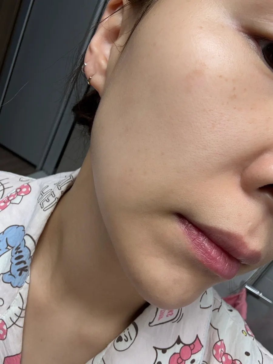 Cream mask spread over skin