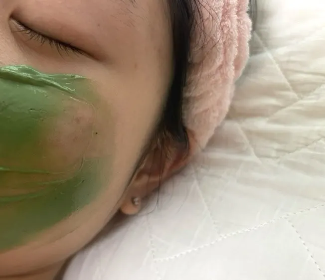 Mask applied thinly to skin