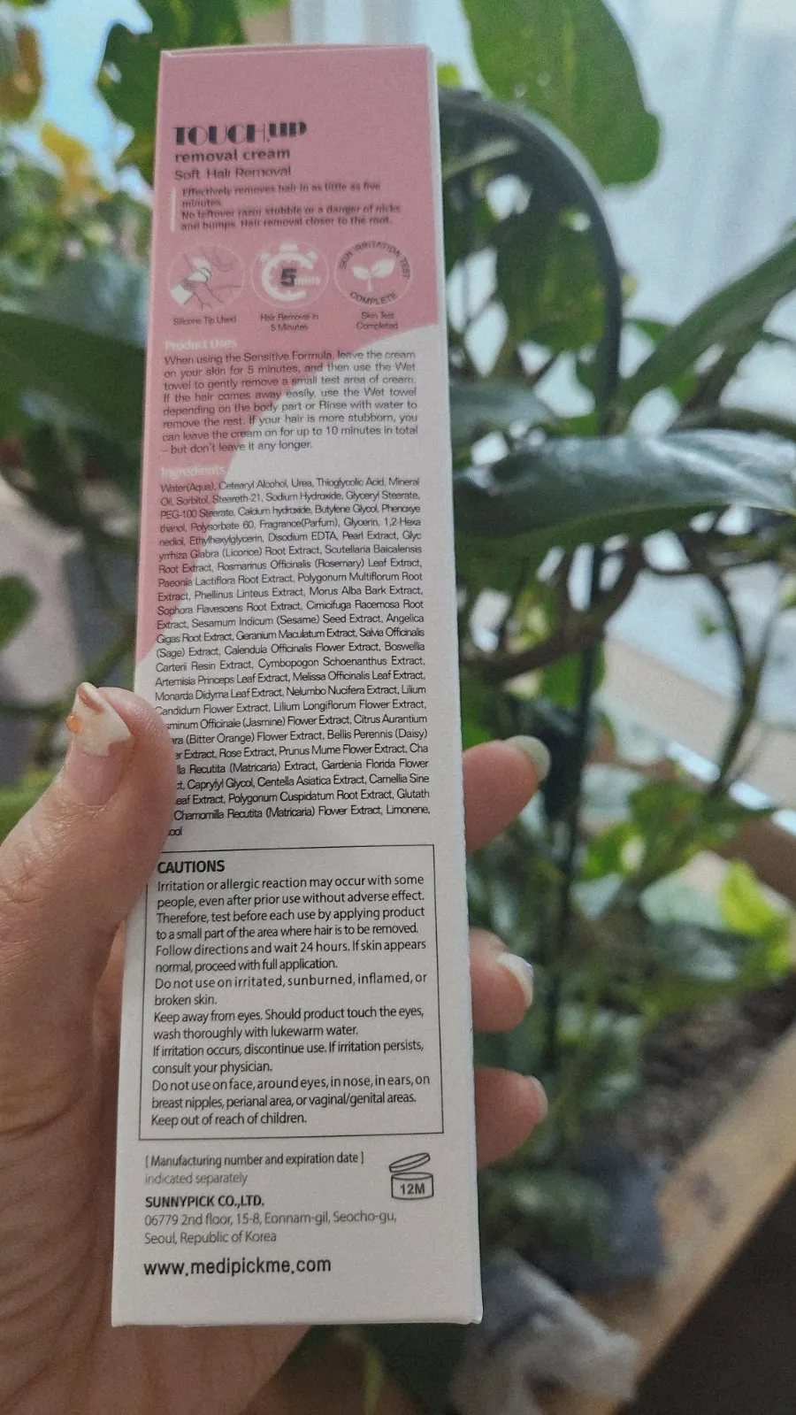 Back of the MEDIPICKME hair removal cream tube