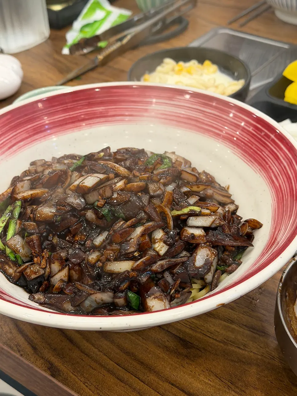 Ganjjajang noodles mixed with sauce