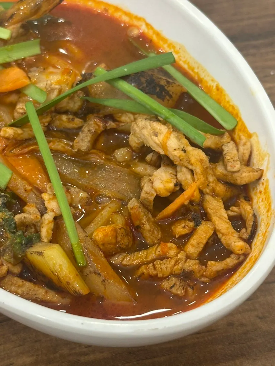 Mayway's jjamppong loaded with meat and vegetables