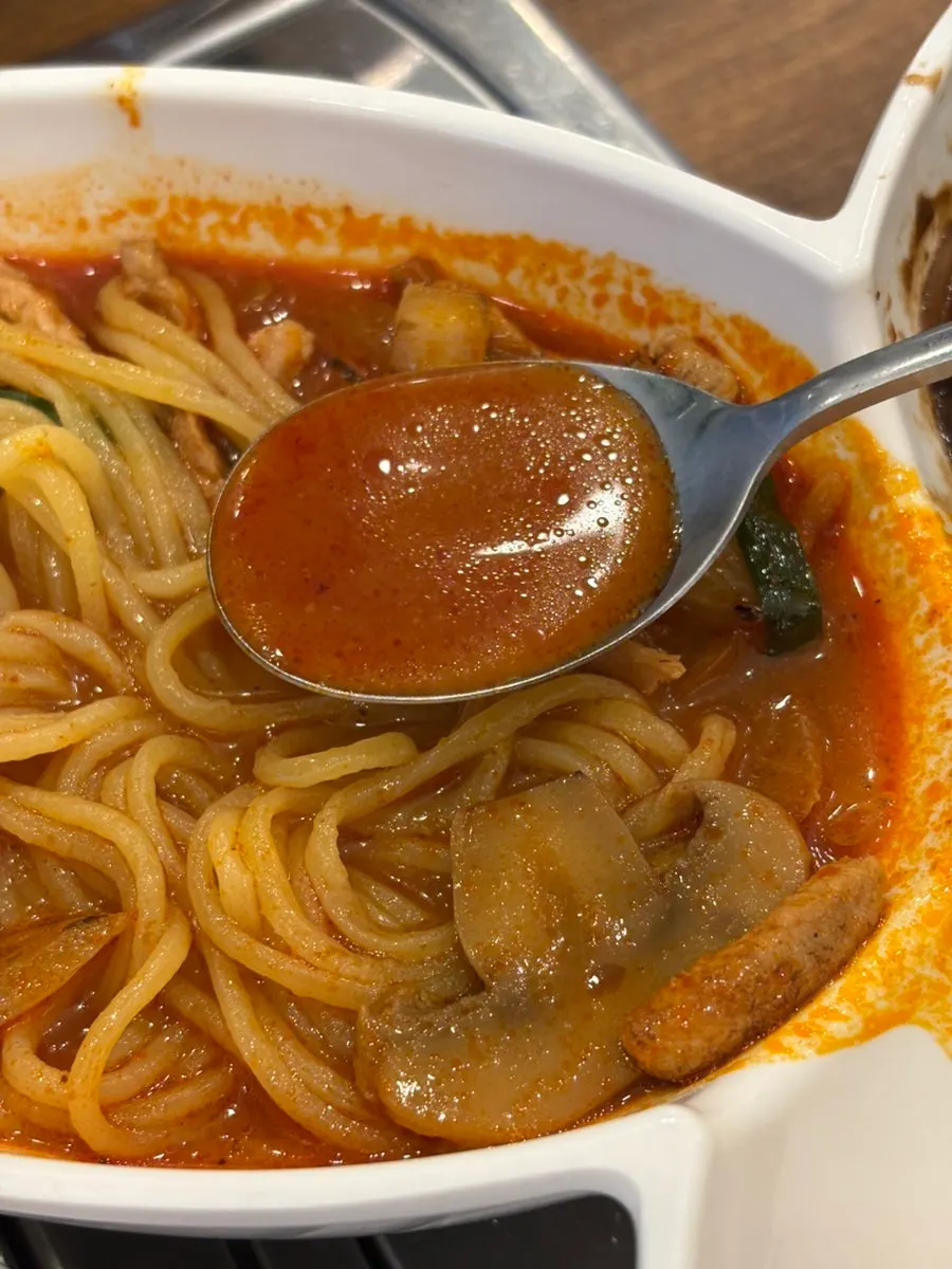 Spicy jjamppong broth at Mayway