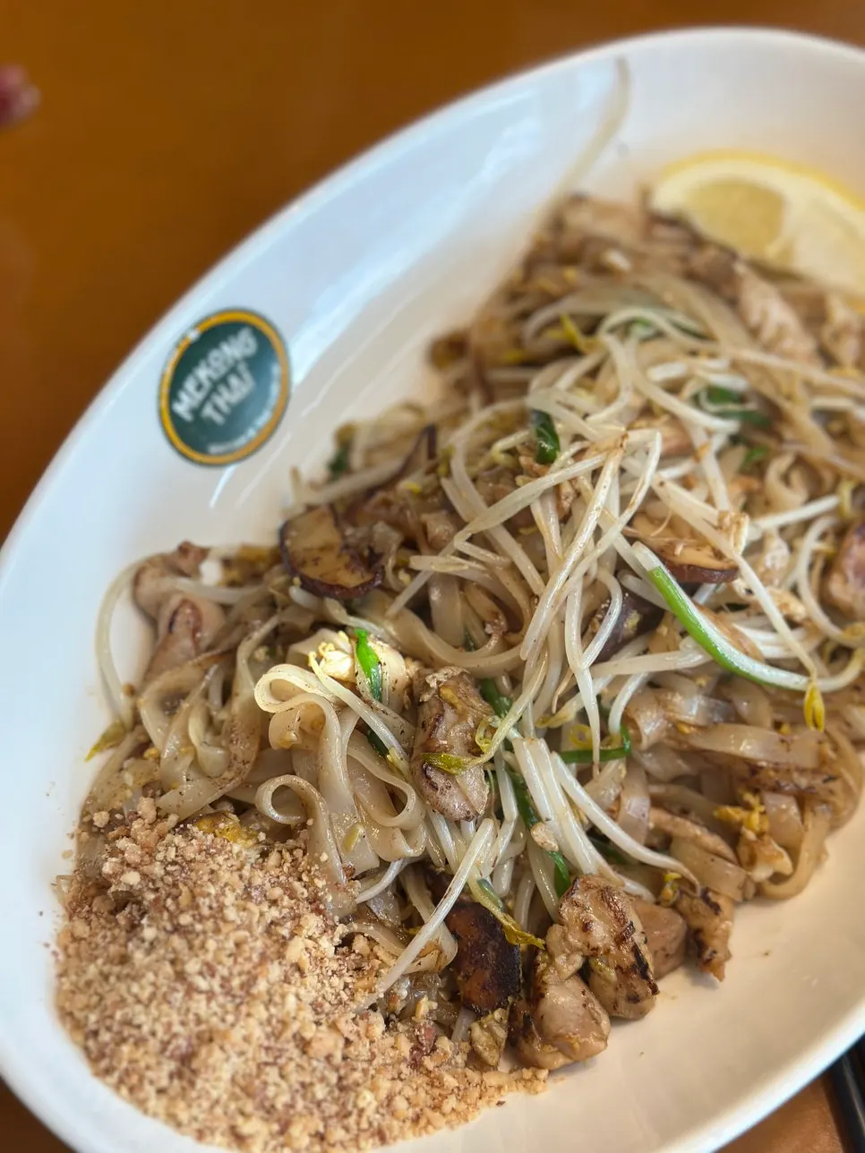Pad thai stir-fried with seafood and noodles at Mekong Thai