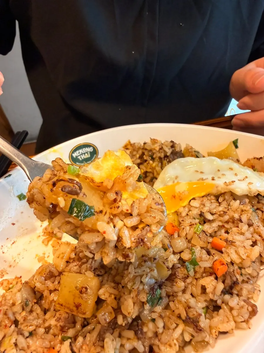 Tom yum fried rice with soy sauce and cheongyang chili on the side