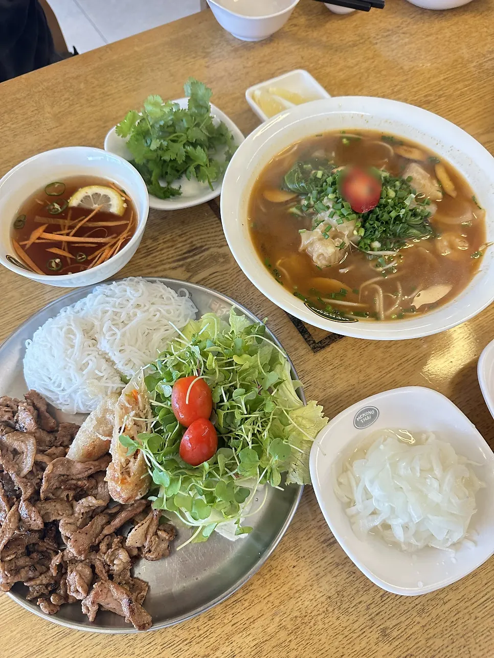 Table setting for a 2-person order at Mekong Thai