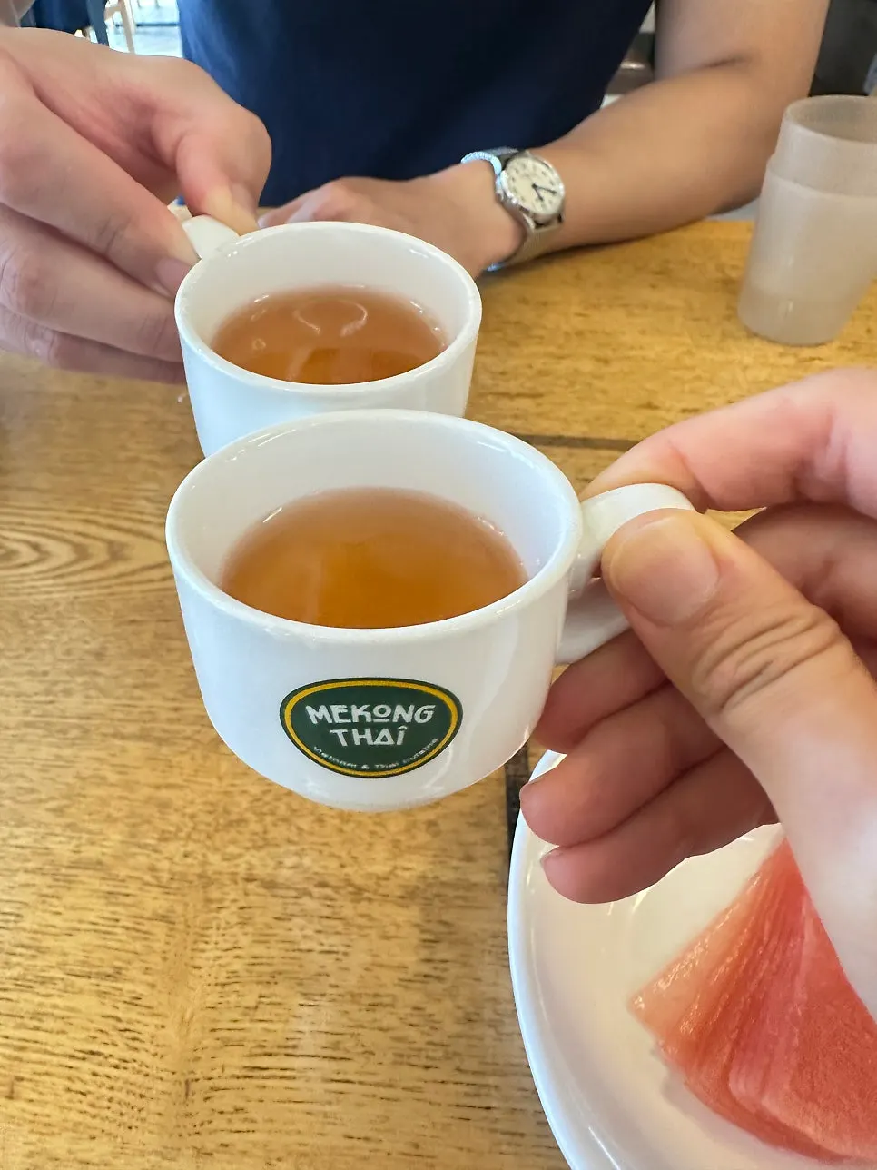 Cold jasmine tea poured into a cup