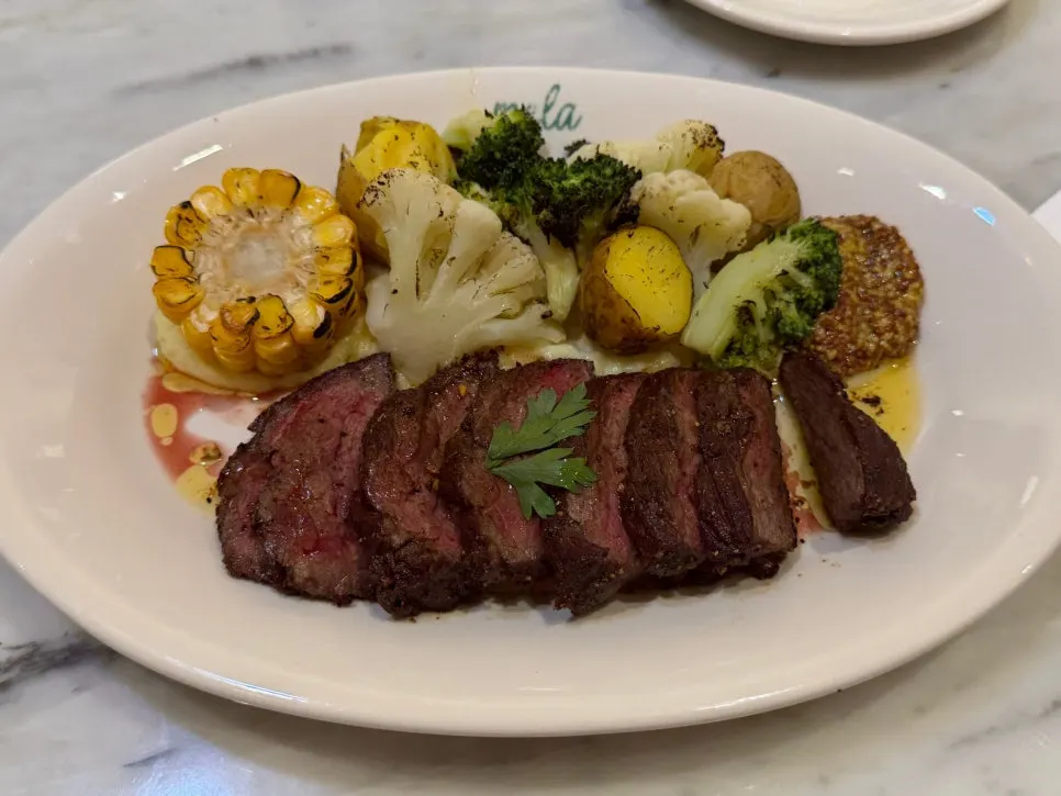A plate of MELA's chuck flap steak