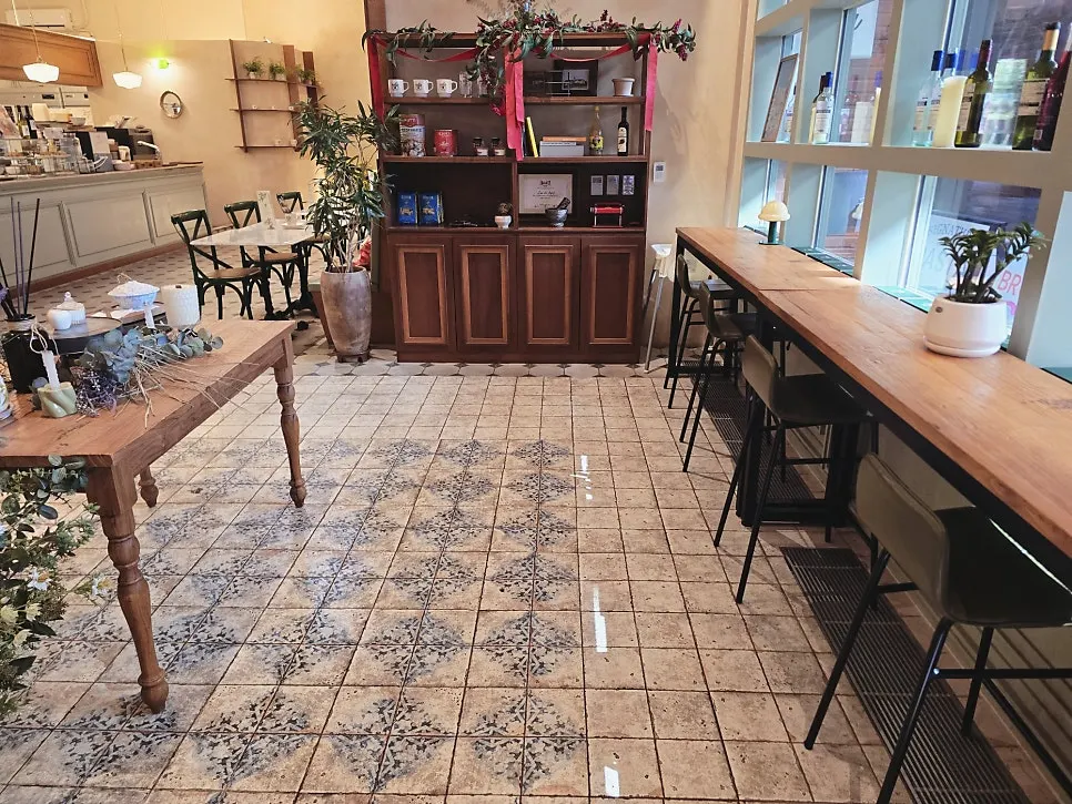 Group seating and antique furniture at MELA Hongdae