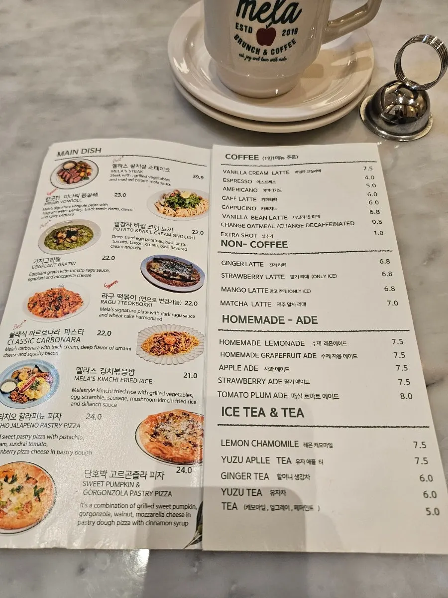 Menu listing eggs Benedict and shakshuka