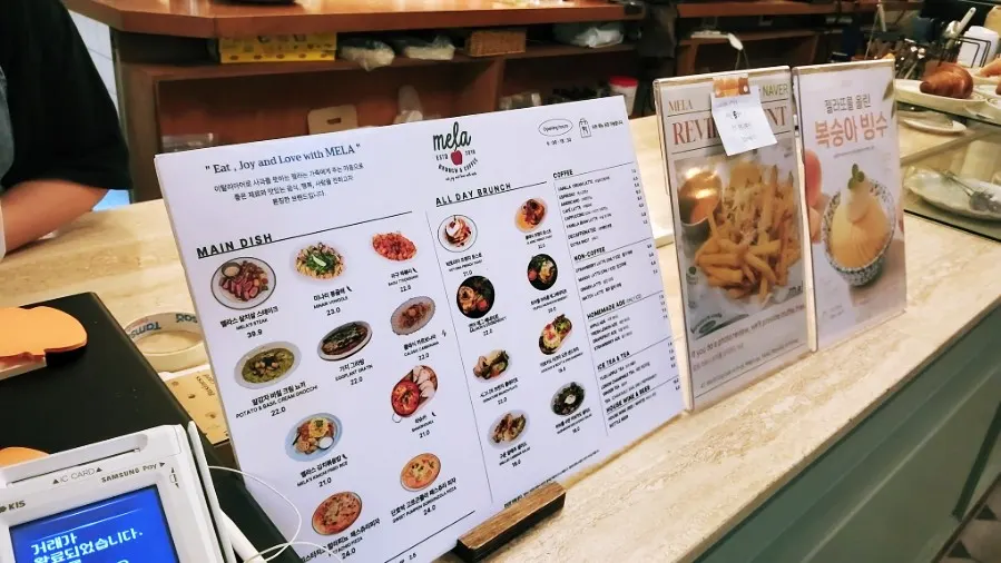 MELA Hongdae morning special menu sign