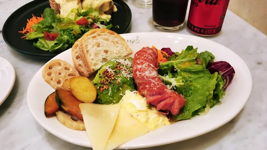 Signature brunch plate with roasted vegetables