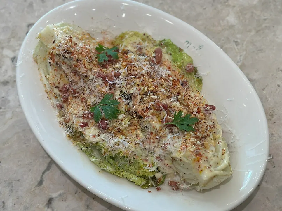 A plate of grilled alba cabbage salad