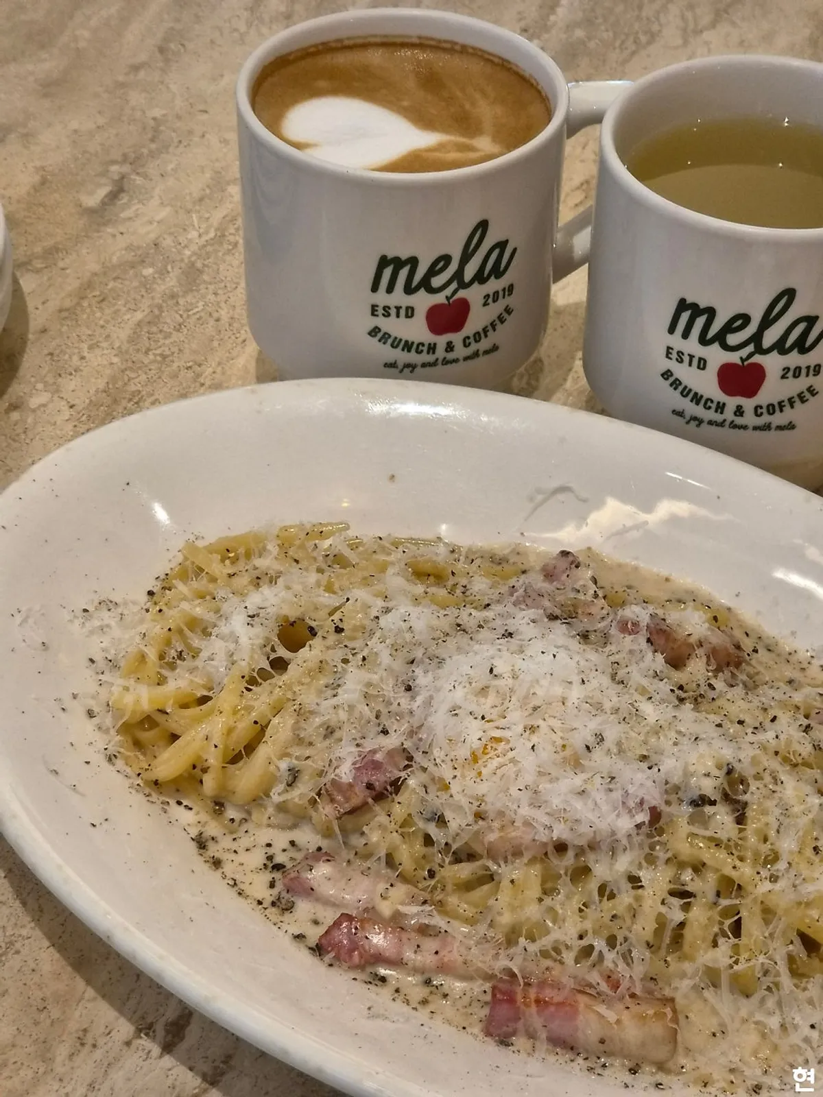 Plate of MELA Hongdae's Classic Carbonara