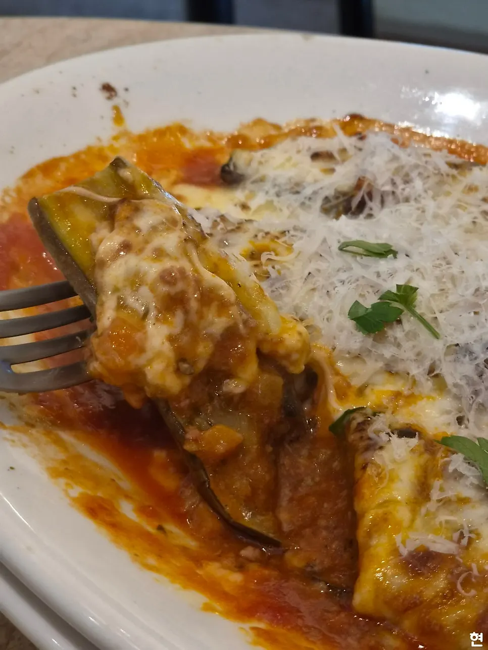Melted cheese on MELA Hongdae's eggplant gratin