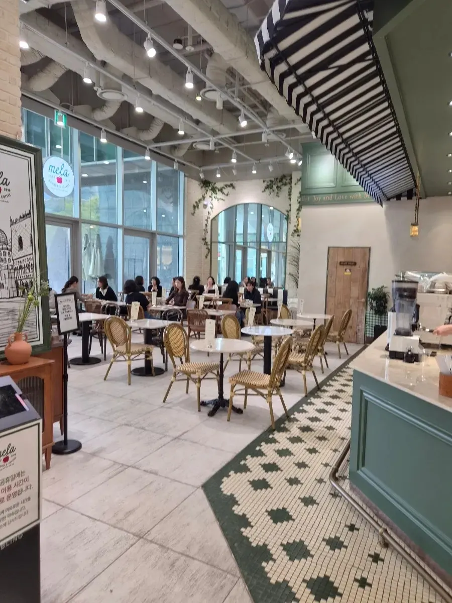 The lively store scene with weekend brunch guests