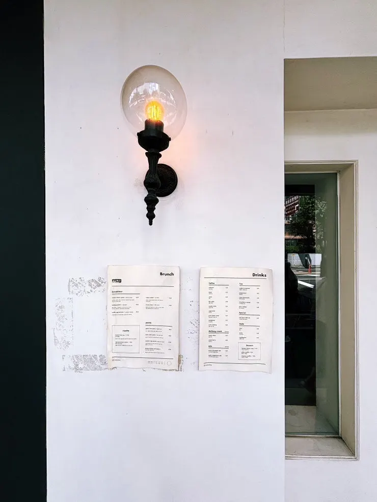 Brunch plate set at a window-side seat