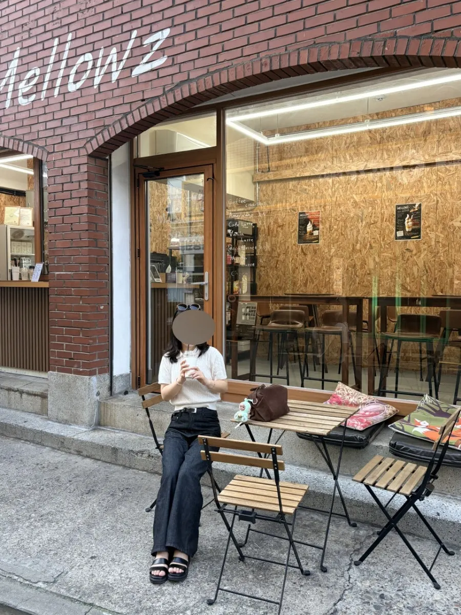 Photo taken in front of the café entrance