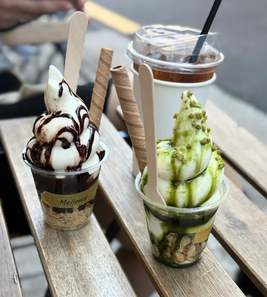 아이스 아메리카노와 초코·말차 소프트 아이스크림