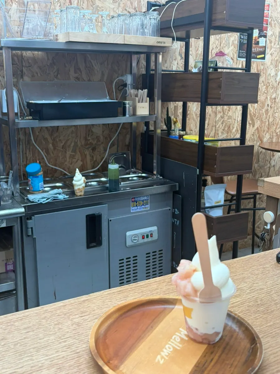 Ordered ice cream being prepared