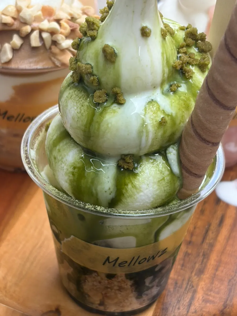 Close-up of matcha ice cream