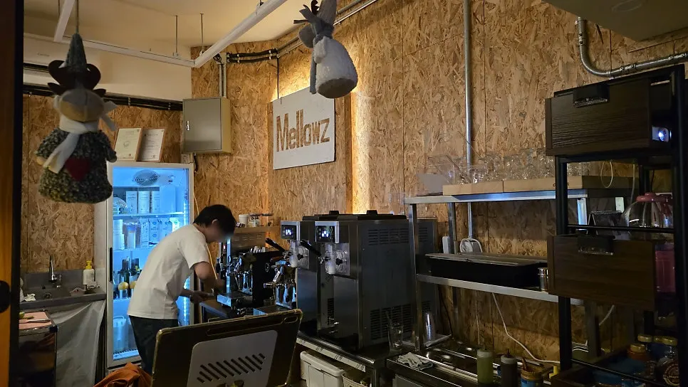 Mellows' evening interior with table lamps lit